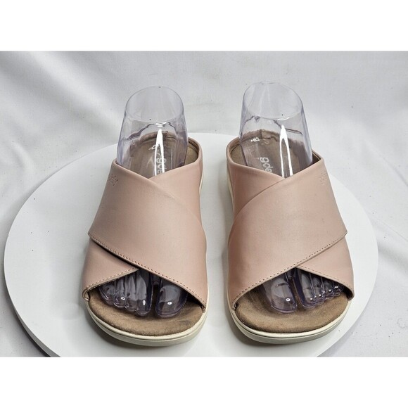 Gravity Defyer Sandals Pink Leather Slip On Slide Ortho Veroshock Shoes Womens 8 - Picture 3 of 8